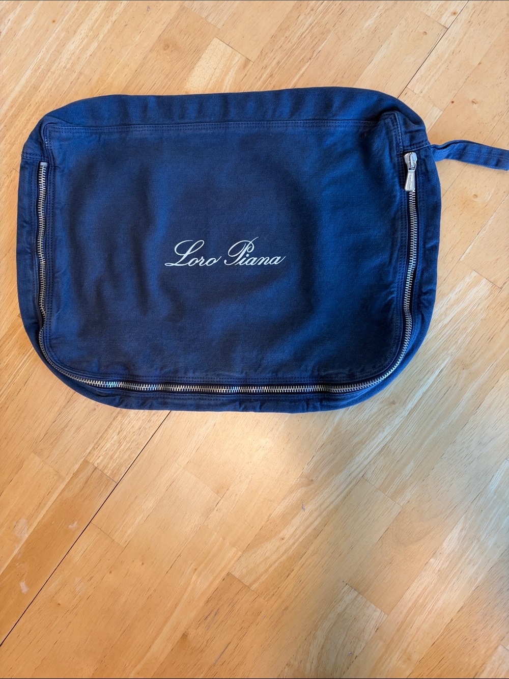 Loro Piana Authentic Blue Zippered Protective Pouch Jeans Travel Case